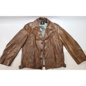 Women's Vintage Golden Bear Leather Jacket Brown Made in USA CA Sportswear